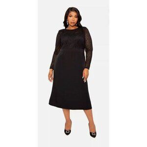 New Buxom Couture Size 2X Black Lace Dress BD92774X